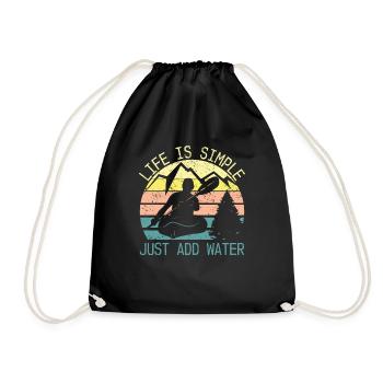 Life Is Simple Just Add Water Retro Kayak Outdoor - Drawstring Bag - black - Front