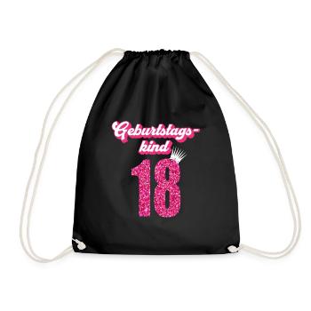 18. Geburtstag 18 Jahre 18er Geburtstagskind - Turnbeutel - Schwarz - Vorne