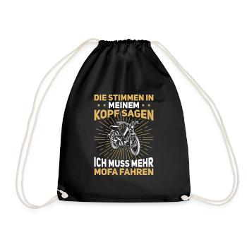 Retro Mofa Geschenk 2 Takter Mokick Moped - Turnbeutel - Schwarz - Vorne