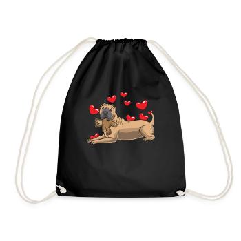 Shar Pei Hund mit Kuscheltier und Herzen - Turnbeutel - Schwarz - Vorne