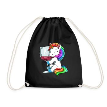 Funny Wine Unicorn Drinking - Drawstring Bag - black - Front