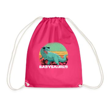 Babysaurus - Baby Dinosaur Dino Unicorn - Drawstring Bag - fuchsia - Front