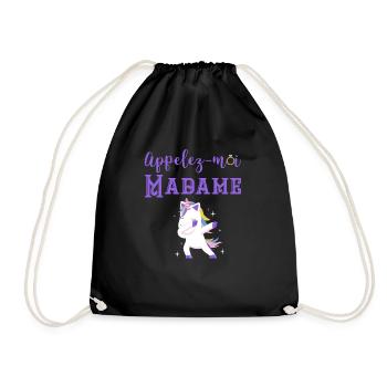 appelez moi madame licorne EVJF - Sac de sport léger - noir - Devant