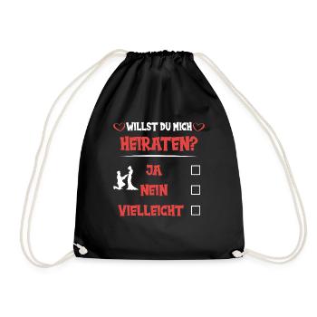 Willst du mich heiraten - Turnbeutel - Schwarz - Vorne