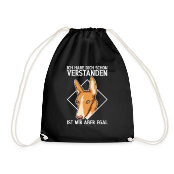 Podenco Frau Hunde Mama Geschenk - Turnbeutel - Schwarz - Vorne