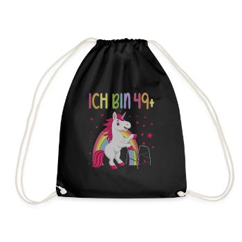 50 Jahre Einhorn ich bin 49+ 50. Geburtstag - Turnbeutel - Schwarz - Vorne