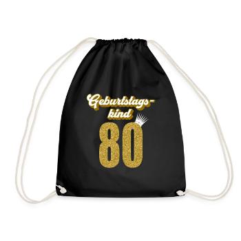 80. Geburtstag 80 Jahre 80er Geburtstagskind - Turnbeutel - Schwarz - Vorne