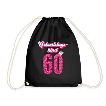 60. Geburtstag 60 Jahre 60er Geburtstagskind - Turnbeutel - Schwarz - Vorne