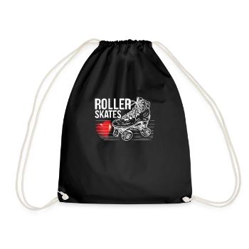 Roller skate riding saying design heart - Drawstring Bag - black - Front