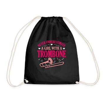 Trombone Trombonist Player Gift - Drawstring Bag - black - Front
