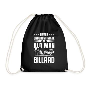 Billard Geschenk Kneipensport Billardspieler Queue - Turnbeutel - Schwarz - Vorne