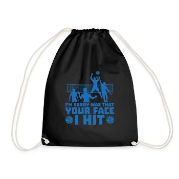 Your face i hit volleyball player ball gift - Drawstring Bag - black - Front