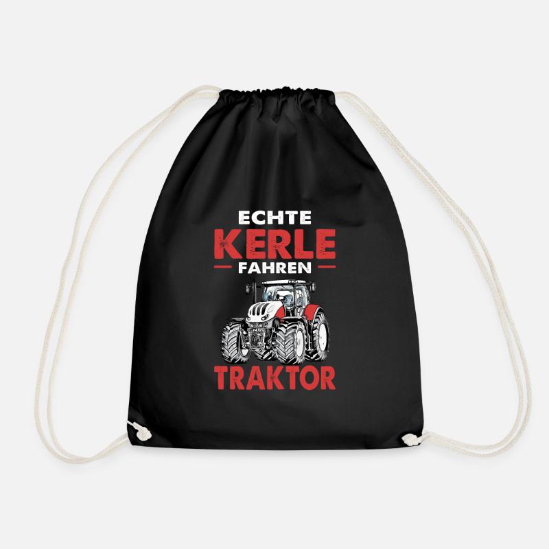 Echte Kerle fahren Traktor individuelles Design - Turnbeutel - Schwarz