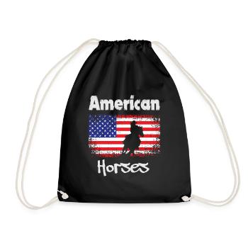 Chevaux américains, cheval avec pavillon des États-Unis - Sac de sport léger - noir - Devant