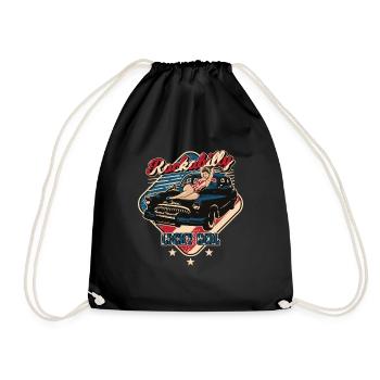 USA Rockabilly Pin-Up Girl Rock Oldtimer Auto - Turnbeutel - Schwarz - Vorne