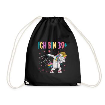 40 Jahre Einhorn ich bin 39+ 40. Geburtstag - Turnbeutel - Schwarz - Vorne