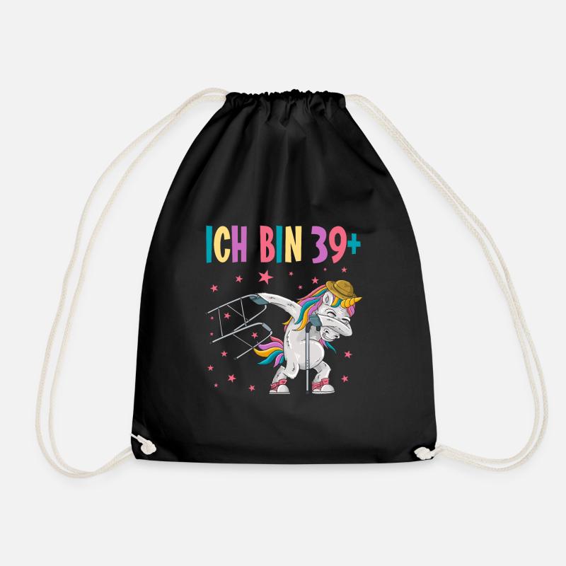 40 Jahre Einhorn ich bin 39+ 40. Geburtstag - Turnbeutel - Schwarz