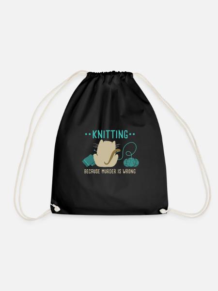 Knitting Because Murder Is Wrong Knitting Lover - Turnbeutel - Schwarz
