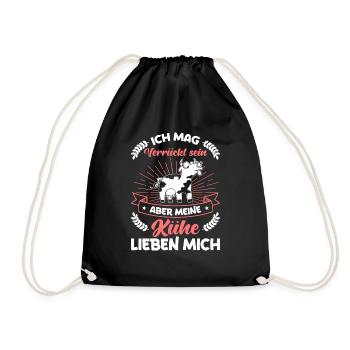 Lustiges Kuh Landwirt Bäuerin Kühe Geschenk - Turnbeutel - Schwarz - Vorne