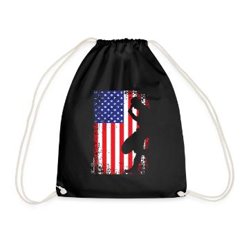 Amerikanischer Cowboy mit Flagge der USA - Turnbeutel - Schwarz - Vorne
