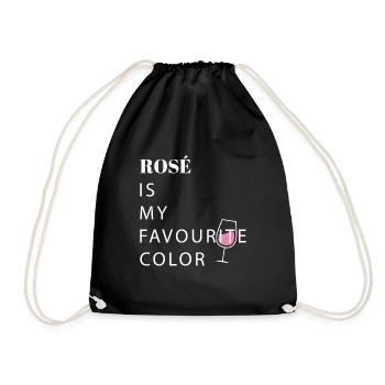 Rose favourite color Wine Gift Party Alcohol - Drawstring Bag - black - Front