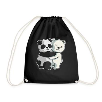 Panda Eisbär Liebe niedliche Tiere knuddeln - Turnbeutel - Schwarz - Vorne