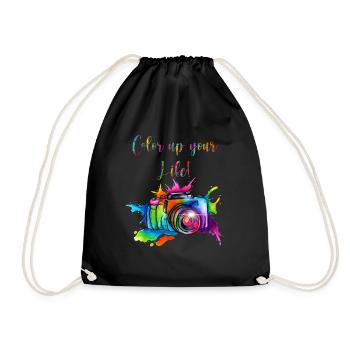 Color up your Life- Photographer, Gift - Drawstring Bag - black - Front