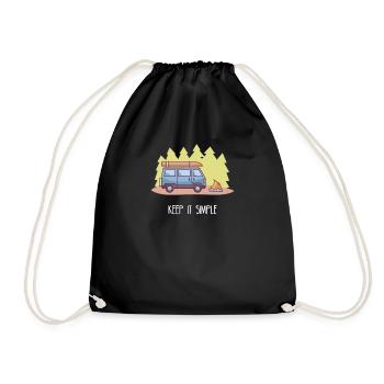 Keep it Simple I Camping Van Campingplatz Motiv - Turnbeutel - Schwarz - Vorne