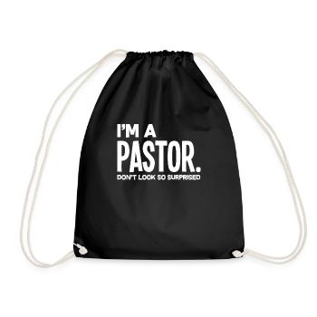 Pastor Pastor Clergy Reverend Gifts - Drawstring Bag - black - Front