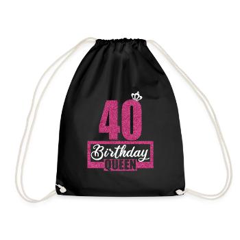 40th Birthday 40 years 40s Birthday Queen - Drawstring Bag - black - Front