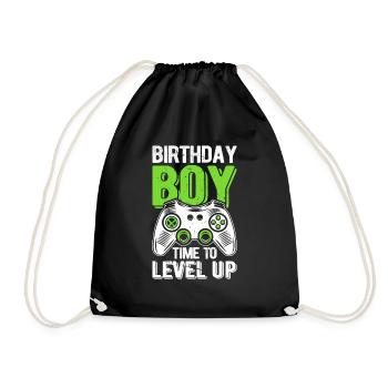 Birthday Boy Time to Level Up - Turnbeutel - Schwarz - Vorne