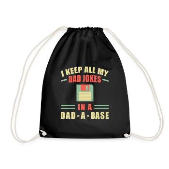 I Keep All My Dad Jokes In A Dad-a-base - Bad Puns - Drawstring Bag - black - Front