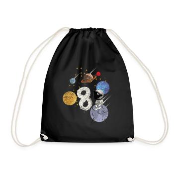 Son daughter 8th children's birthday astronaut - Drawstring Bag - black - Front