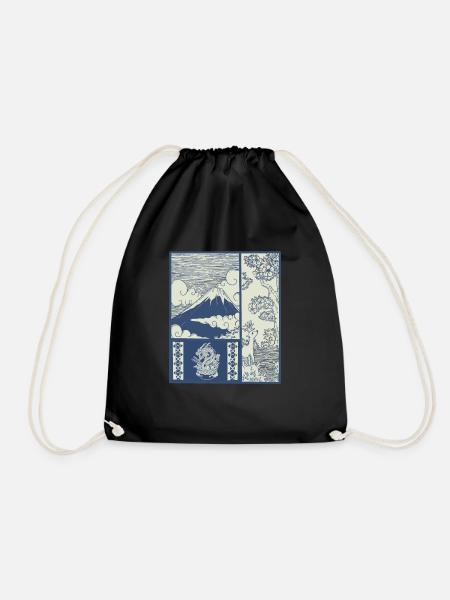 Ramen Noodle Bowl Kawaii Japan Style Funny - Drawstring Bag - black