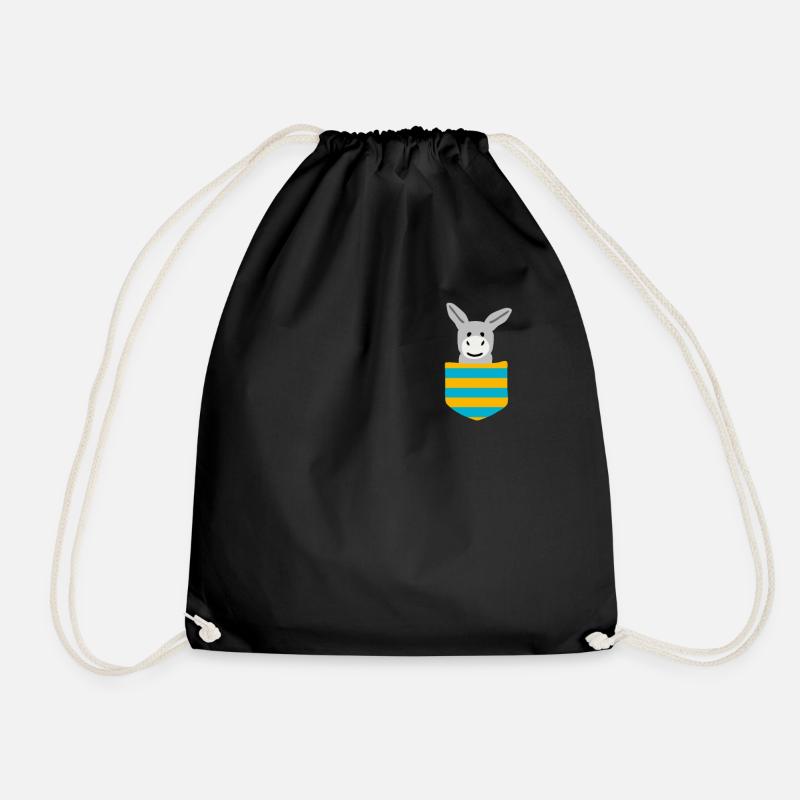 Drolliger Esel in Brusttasche - Herren, Damen Kind - Turnbeutel - Schwarz