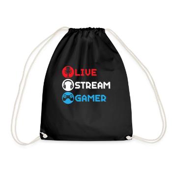 Live Stream Gamer Livestreaming Online Spiel - Turnbeutel - Schwarz - Vorne