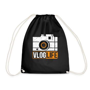 Vlog Leben Vlogger Kamera Social Media - Turnbeutel - Schwarz - Vorne