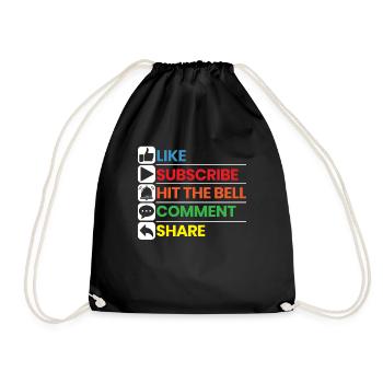 Like Subscribe Hit The Bell Comment Share Streamer - Drawstring Bag - black - Front