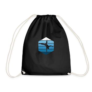 Breakdance Bboy Break Dance Retro Blue Breakdancer - Drawstring Bag - black - Front