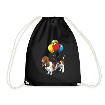 Basset Hound chien avec des ballons - Sac de sport léger - noir - Devant