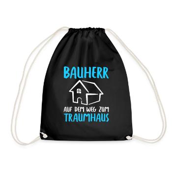 Bauherr Auf dem Weg zum Traumhaus Bauherren - Turnbeutel - Schwarz - Vorne