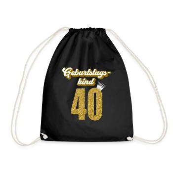 40. Geburtstag 40 Jahre 40er Geburtstagskind - Turnbeutel - Schwarz - Vorne