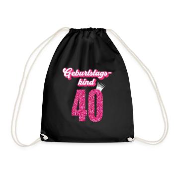 40. Geburtstag 40 Jahre 40er Geburtstagskind - Turnbeutel - Schwarz - Vorne