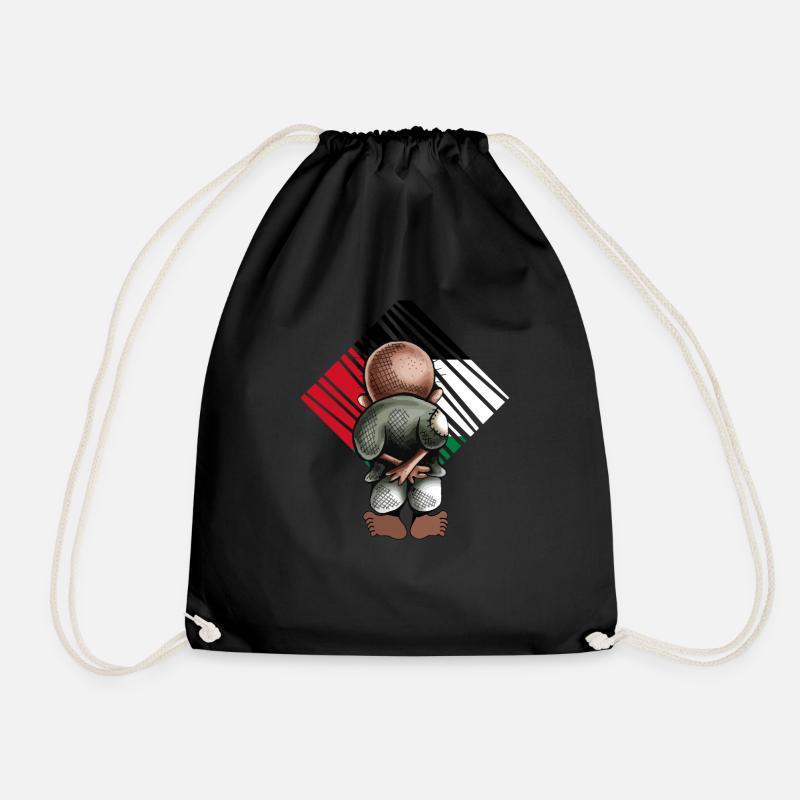 Palestine فلسطين Handala حنظلة - Drawstring Bag - black