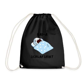 Hai Schlafshirt Nachthemd Geschenk - Turnbeutel - Schwarz - Vorne