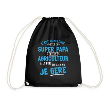 Super papa et agriculteur cadeau humour je gère - Sac de sport léger - noir - Devant