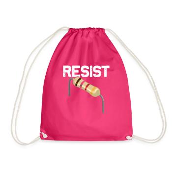 Funny electrician resistance pun - Drawstring Bag - fuchsia - Front