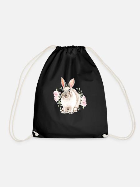 Niedliche Aquarell Hase Ostern Kaninchen - Turnbeutel - Schwarz