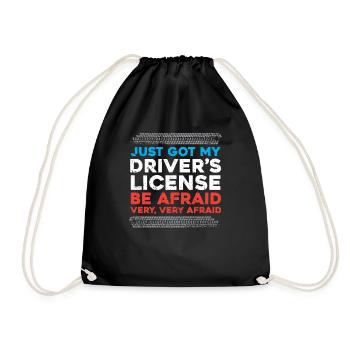 Just got my driver's license - driving license - - Drawstring Bag - black - Front