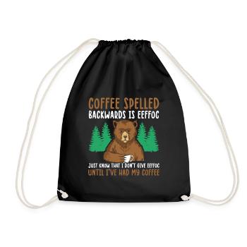 Funny Coffee Spelled Backwards Is Eeffoc - Drawstring Bag - black - Front